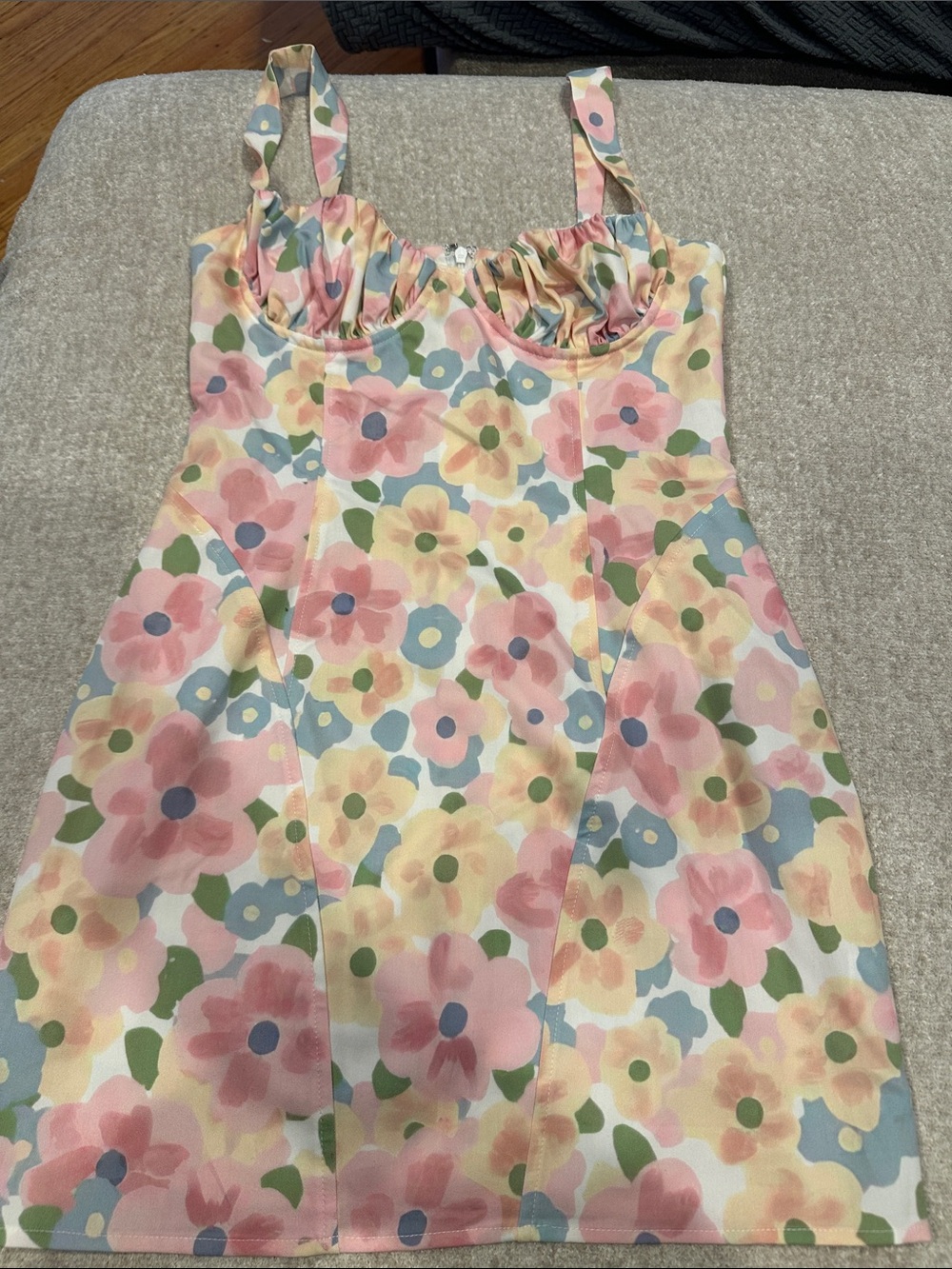 Princess Polly Pastel Floral Sweetheart Mini Dress - Pink Multi